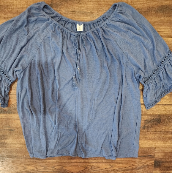 Old Navy Women's Short Sleeve Pullover Bohemian Boho Casual Blue Top X-Large XL - Picture 3 of 9
